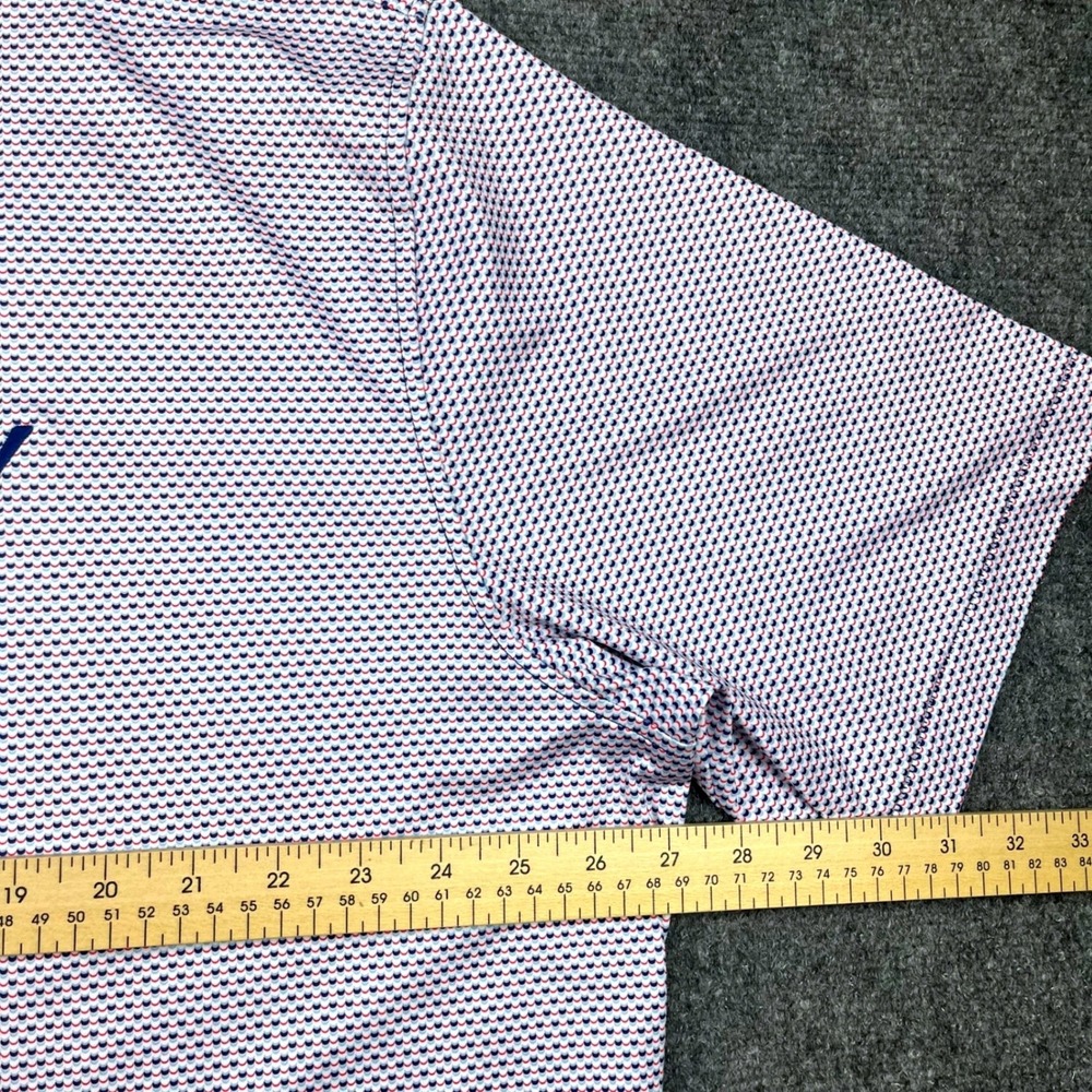 Peter Millar Summer Comfort Men 2XL Polo Shirt Caves Valley Geometric AOP - Picture 6 of 8